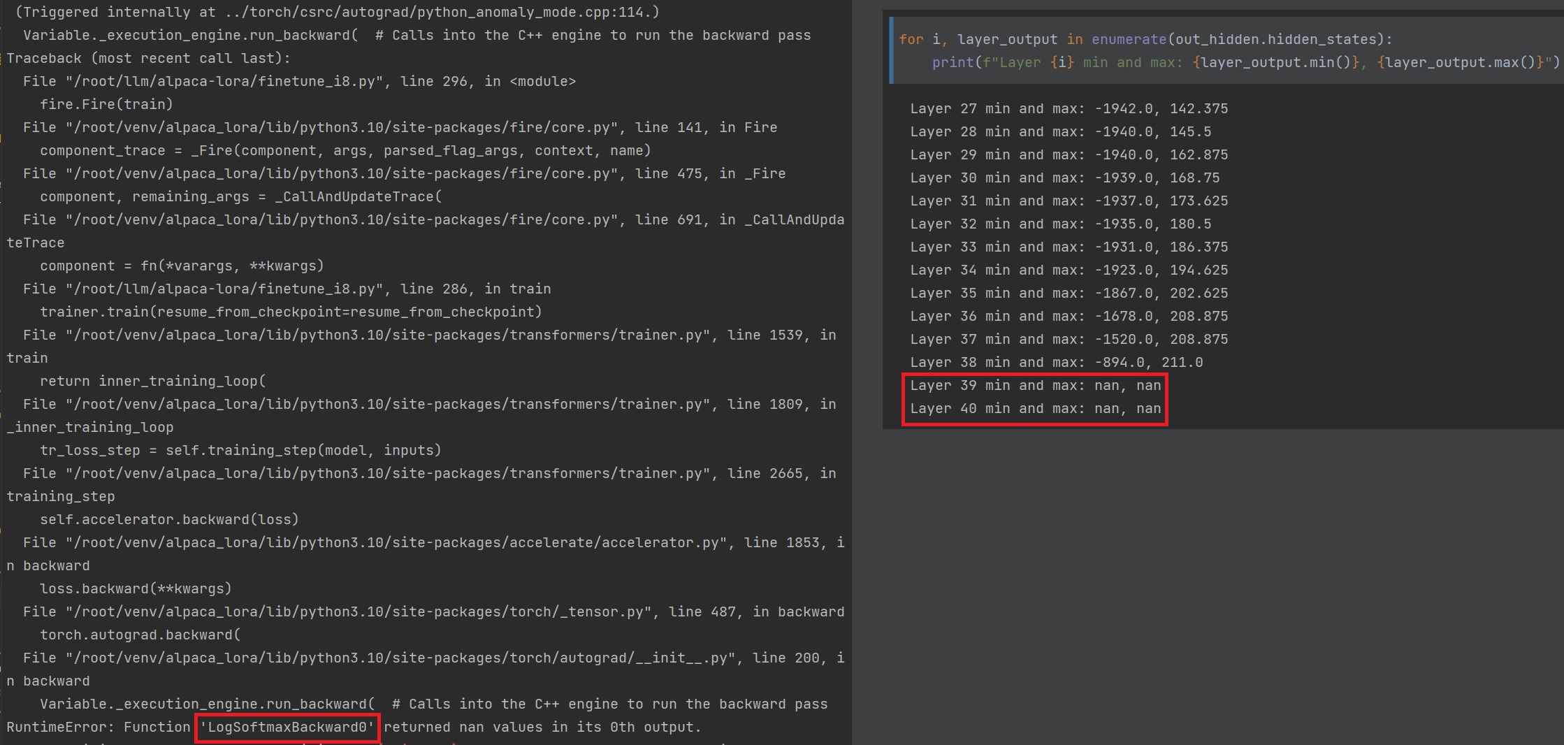 layer output anomaly